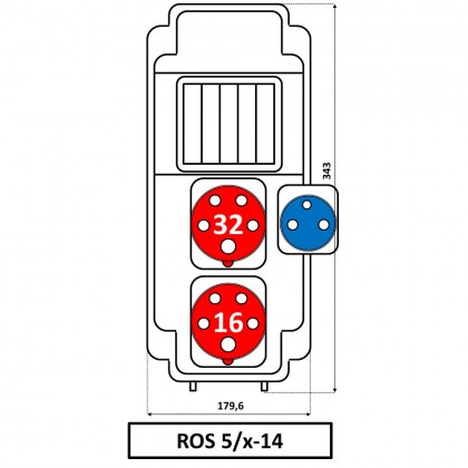 ROS5/x-14 zasuvkova rozv.1x240V/1x16A-5p 
